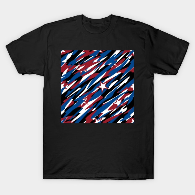 Patriotic Camouflage Red White and Blue with Stars American Pride Abstract Pattern T-Shirt by hobrath